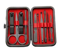 Kit de manucure 10 pièces coupe-ongles Kit de manucure et pédicure avec étui, ciseaux à ongles épais professionnels en acier au carbone robuste, kits toilettage pour soins...