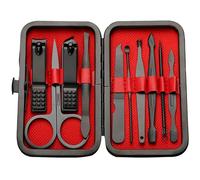 Kit de manucure 10 pièces coupe-ongles Kit de manucure et pédicure avec étui, ciseaux à ongles épais professionnels en acier au carbone robuste, kits toilettage pour soins.
