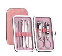Kit de manucure coupe-ongles Kit de 8 pièces ergonomique précis et polyvalent for une utilisation à domicile et en salon Essentiels de soins des ongles Manucure Tendance Ensemble de Coupe-Ongles(Pink)