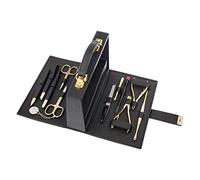 Kit de manucure en cuir avec fermeture Bordeaux ou noir