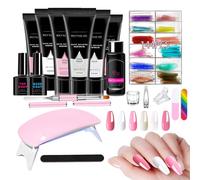 Kit de manucure en gel - 6 couleurs - Avec lampe UV - Top Gel - Colle d'extension - Couche de base - Liquide de lissage - Pour la maison, le voyage - Cadeau