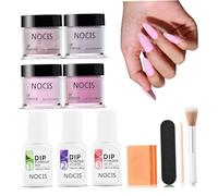 Kit de manucure en poudre à tremper, 4 couleurs, pour une manucure DIY à domicile ou en salon. Finition brillante ou mate, avec base, top coat et activateur liquide.