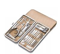 Kit de manucure Ensemble de coupe-ongles 19 pièces complet Outils pédicure soins des mains Coupe-ongles biseautés Voyage(Gold)