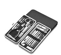 Kit de manucure Ensemble de coupe-ongles 19 pièces complet Outils pédicure soins des mains Coupe-ongles biseautés Voyage(Noir)