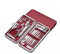 Kit de manucure Ensemble de coupe-ongles 19 pièces complet Outils pédicure soins des mains Coupe-ongles biseautés Voyage(Red)