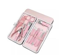 Kit de manucure Ensemble de coupe-ongles for hommes et femmes, coupe-sourcils domestique, anti-éclaboussures, couteau pédicure, portable for les pieds Voyage(Pink)