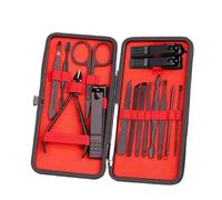 Kit de manucure Ensemble de coupe-ongles noirs complet for hommes Coffret Aiguilles contre l'acné Rainure for ongles Couteau pédicure spécial Outils for un usage domestique Voyage(Red,15PCS)