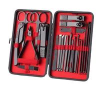 Kit de manucure Ensemble de coupe-ongles noirs complet for hommes Coffret Aiguilles contre l'acné Rainure for ongles Couteau pédicure spécial Outils for un usage domestique Voyage(Red,24PCS)