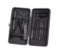 Kit de manucure Ensemble de coupe-ongles noirs complet for hommes Coffret Aiguilles contre l'acné Rainure for ongles Couteau pédicure spécial Outils for un usage domestique Voyage(Noir,15PCS)