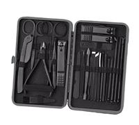 Kit de manucure Ensemble de coupe-ongles noirs complet for hommes Coffret Aiguilles contre l'acné Rainure for ongles Couteau pédicure spécial Outils for un usage domestique Voyage(Noir,24PCS)