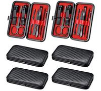 Kit de manucure et pédicure 8 en 1 en acier inoxydable - Kit de pédicure - Outils de soins des ongles avec étui de voyage pour hommes, femmes, mari, petit ami, parents (noir, rouge)