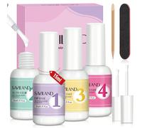 Kit de manucure française Saviland Dip Powder Liquid, comprenant une base, un top coat, un activateur, un protège-pinceaux et tous les outils nécessaires pour une manucure française réussie, à faire s