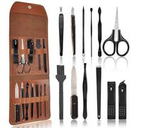 Kit de manucure glamour et pédicure 12 pièces professionnel en acier inoxydable pour homme et femme