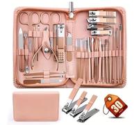 Kit de manucure Kit de manucure 30 pièces Ensemble coupe-ongles professionnel solide en acier inoxydable soins des ongles avec étui rose Saint-Valentin Voyage(Pink)