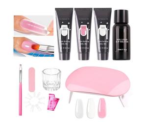 Kit de manucure professionnel Crystal Builder comprenant un ensemble de gel d'extension, une solution complète de salon de bricolage de 10 pièces comprenant une brosse adhésive, un liquide de lissage