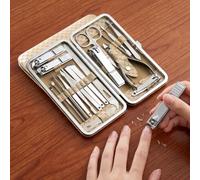 Kit de manucure professionnel en acier inoxydable 19 pièces | Étui de voyage et de maison, cadeau idéal pour homme et femme, famille, amis