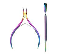 Kit de manucure professionnel en acier inoxydable, repousse-cuticules, coupe-ongles, ciseaux, pinces, outil de nettoyage pour soins des ongles, 2 pièces, ensemble de couleurs C