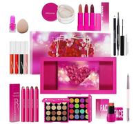 Kit de maquillage - 21 pièces - à paupières taille voyage - Palette de maquillage liquide - Correcteur de teint - Maquillage de jour - Rouge à lèvres longue durée - Boîte de beauté indispensable
