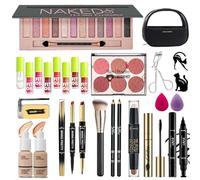 Kit de maquillage avec sac de rangement portable - Palette de maquillage de voyage pour fard à paupières, fond de teint, gloss à lèvres - Kit complet de maquillage pour adolescents et adultes (A2-UK)