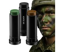 Kit de Maquillage Camouflage 3 Couleurs - Peinture de Visage et Corps Tactique pour Chasse, Sport, Airsoft, Halloween - Sticks Noir, Vert, Brun Faciles à Appliquer et Nettoyer