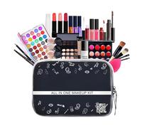 Kit de maquillage complet, kit de maquillage pour femme Kit complet - voyage 27 pièces - pour voyage avec sac cosmétique pour adolescents, femmes et filles, comprend fard à paupières, rouges