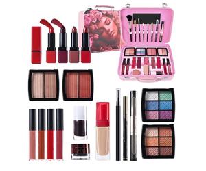 Kit de maquillage complet pour femme, trousse de maquillage imperméable, durable, étui de rangement réutilisable, multicolore, pour une utilisation professionnelle et décontractée