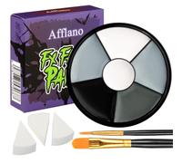 Kit de maquillage crème pour Halloween, 6 tons de gris, visage et corps | 6 couleurs grises crème à base d'huile, avec 3 éponges et 2 pinceaux pour un look zombie et squelette