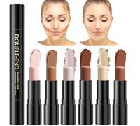 Kit de maquillage crème surligneur 6 couleurs, 3 bâtons bronzants à double extrémité pour sculpter les joues, kit de correcteur imperméable durable pour tous les types de peau