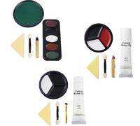 Kit de maquillage de luxe d'Halloween - Kit de peinture pour visage avec peintures à la graisse, faux sang, cire dentaire, éponges et applicateurs, maquillage non toxique pour zombie, vampire