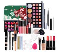 Kit de maquillage de Noël - Kit complet de maquillage de Noël avec boîte de rangement pour pinceaux - Cosmétiques durables et imperméables pour femmes et adolescentes - Kit de démarrage de maquillage