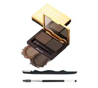 Kit de maquillage de poudre à sourcils, 2 couleurs, étanche, longue durée, marron naturel/gris, palette de poudre teintée pour sourcils, cadeau professionnel pour femme avec pinceau à sourcils miroir