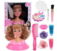 Kit de Maquillage de Poupée pour Salon de Coiffure, Jouet de Tête de Coiffure en Plastique Sûr pour Filles, Cadeau de Amusant (Generic9v6fku5msw-2)