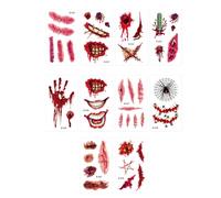 Kit de maquillage d'Halloween, autocollant temporaire d'Halloween - Autocollant de maquillage créatif pour le visage - Autocollant temporaire pour accessoires d'Halloween, 10 pièces, autocollants