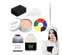 Kit de maquillage d'Halloween, ensemble de peinture pour le visage cosplay, palette cosmétique avec fausse cicatrice de sang, pinceaux de cire pour festival, célébration, parc à thème, événement