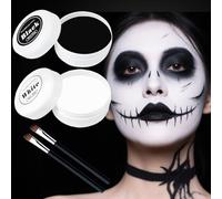 Kit de maquillage d'Halloween noir et blanc | Maquillage de théâtre pour un fort pouvoir couvrant et une tenue longue durée | Maquillage SFX doux pour la peau pour adultes et enfants (100 g)