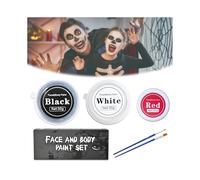 Kit de maquillage d'Halloween - Peinture pour le visage - Blanc, noir et rouge - Avec pinceau de maquillage - Kit de maquillage d'Halloween - Pour enfants, visage et corps de clown - Pour Halloween