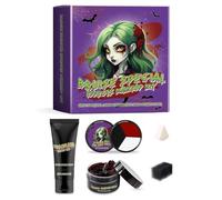 Kit de maquillage d'Halloween pour enfants avec sang artificiel, kit de clown astucieux, outils cosmétiques pour cicatrices artificielles pour cosplay, pour les looks de vampire zombie, les fêtes de