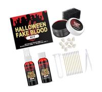 Kit de maquillage effrayant réutilisable comprenant des dents de sang artificielles pour Halloween, séances photo, faux sang et crocs