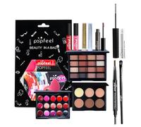 Kit de maquillage essentiel portable tout-en-un de voyage, 12 pièces avec palette de fards à paupières, crème à lèvres, anti-cernes, mascara, cadeau d'anniversaire pour filles et femmes