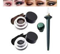 Kit de maquillage étanche 3 pièces avec 2 eyeliners en gel (noir et marron) et une baguette de guidage pour eyeliner, application précise et facile, formule durable anti-taches, pinceau en silicone