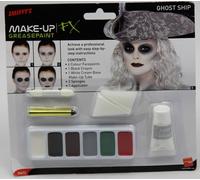Smiffys Kit maquillage vaisseau fantôme, fard vert, blanc, marron, gris et rouge, crayon noir, applicateur et 2 éponges