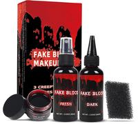 Kit De Maquillage Halloween 3 Pièces Avec Faux Sangfaux Sang Coulant 58 G + Spray 58 G + Coagulé 38 Gfaux Sang Réaliste Lavable Pour Zombiemonstrebouchevêtementscosplay Et Déguisement