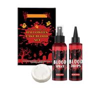 Kit De Maquillage Halloween Avec Faux Sang, Cosmétiques Lavables Et Réalistes, Pour Monstres Zombies Et Vampires, Spray De Faux Sang, Gouttes De Sang Dégoulinantes