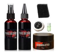 Kit de maquillage Halloween, sang coagulé, spray de 60 ml, faux sang coulant de 60 ml, plasma sanguin coagulé, pour carnaval, zombie, vampire, loup-garou, cosplay, bal masqué