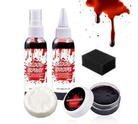 Kit De Maquillage Halloween Sang | Kit de Gel Sanguin Dégoulinant et Épaissi avec Savon Nettoyant | Effaçable Accessoires Déguisement Halloween Zombie Vampire pour Soirée à Thème Jeu de Rôle Spectacle