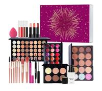 Kit de maquillage initial - coffret cadeau maquillage 4,76 x 7,92 x 2,05 pouces, fard à paupières tout-en-un, rouge à lèvres | brillant à lèvres pour femmes et filles | Adolescents débutants