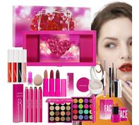 Kit De Maquillage, Kit De Maquillage Yeux Et Lèvres Pour Débutants, Palette de Fards à Paupières avec Pinceau Inclus, Cosmétiques Longue Tenue pour Voyage, Affaires, Scène, Photographie