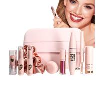 Kit de maquillage pour débutant, rouge à lèvres, lot de cosmétiques de voyage tendance, 21 x 16 x 5,3 cm, couleurs durables, ensemble de palette de fards à paupières pour femmes et filles