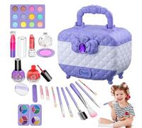 Kit de maquillage pour enfant fille - Lavable - Rose - Mallette de maquillage portable pour tout-petits - Avec motif princesse - Pas de fardeau pour la peau