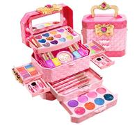 Kit de maquillage pour enfants kit de maquillage cosmétique lavable avec musique, coffre-fort en toute sécurité et non toxique jouer vraies jouets filles, les enfants maquillent un cadeau d'enfant